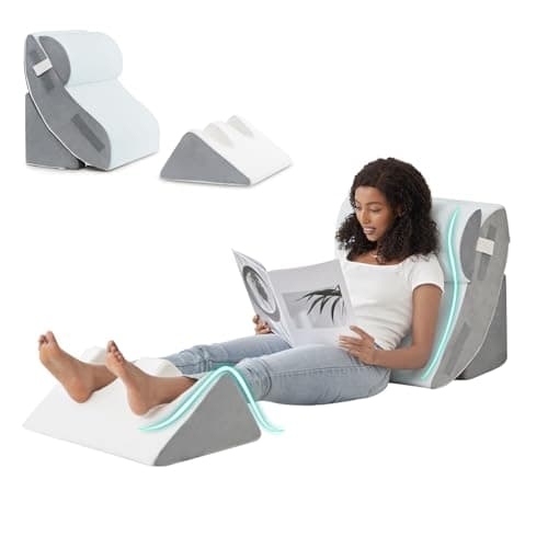 Hansleep Bed Wedge Pillow Set for After Surgery 4PCS, Post Surgery Pillow for Sleep Apnea and Acid Reflux Relief, Adjustable Reading Pillows Back Support with Memory Foam, White, 20" - Image 1