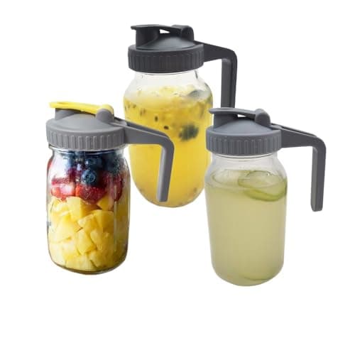 yagyu Mason Jar with Handle Lid,Standard mouth Mouth with Handle Mason Cup, 3 Pack（Excluding bottles） - Image 1