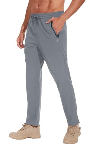 MOURCE Men's Athletic Pants Open Bottom - Light Gray Sweatpants for Men with Zipper Pockets - Image 1