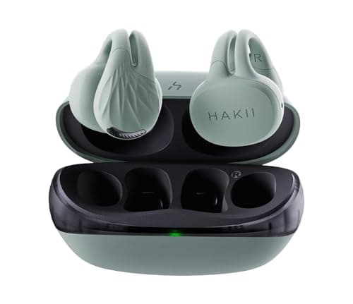 HAKII Open Ear Wireless Earbuds, Bluetooth 5.4 Ergonomic Clip on Bluetooth Earbuds with Stereo Sound/ENC, Touch Control Open Ear Headphones, IPX5 Waterproof Running Headphones for Sports, Fitness