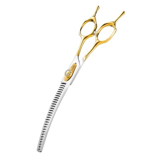 Ethyxe 7" Curved Chunker Dog Grooming Scissors – Professional 20-Teeth 440C Stainless Steel Downward Chunker Shears for Pets, Sharp Blades with Ergonomic Handle for Groomers - Image 1