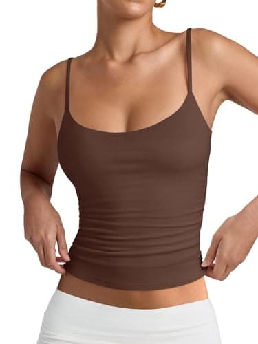 PINKMSTYLE Women Sexy Square Neck Tank Top Summer Y2K Going Out Tops Casual Sleeveless Basic Cami Shirts Coffee XX-Large - Image 1