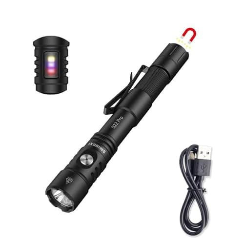 S22Pro EDC Tactical Dual Mode Rechargeable Flashlight, 1200 High Lumen Pen Light with 365nm UV Light, 2AA Dual Power Pocket LED Flashlight with Magnet for Car Repair Camping, Emergency, Outdoor - Image 1