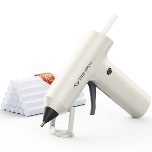 Tilswall Cordless Hot Glue Gun, Fast Preheating with 2000mAh Built-in Battery Hot Melt Glue Gun, 20 Premium Glue Sticks, Mini Glue Gun Ideal for Crafts, DIY Gift, Repairs White - Image 1
