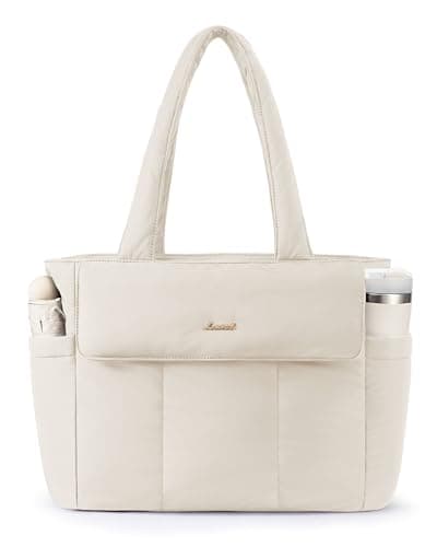 LOVEVOOK Laptop Bag for Women, 17.3Inch Puffer Multiple Pockets Work Tote Bags Large Computer Bag Purse for Teacher Nurse, Quilted Lightweight Casual Shoulder Bag for Travel, Daily - Image 1