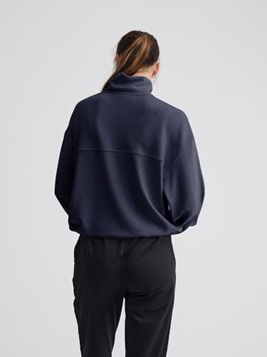 COCOMARTS Womens Sweatshirts Half Zip Pullover Drawstring Waist Sweaters Quarter Zipper Hoodies 2025 Fall Winter Fashion Clothes Outfit Navy Blue Small - Thumbnail 5