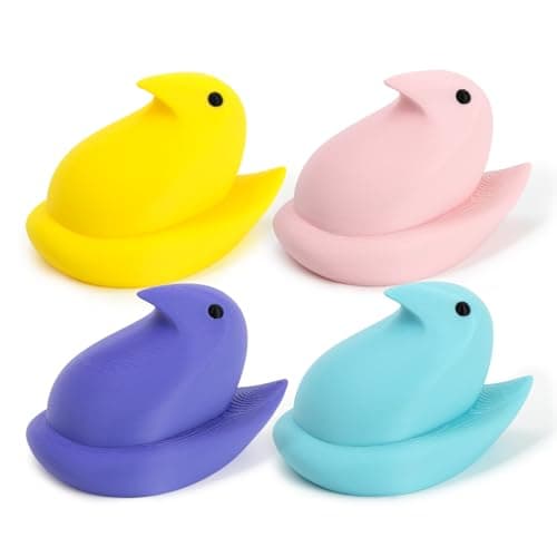 DAZONGE Easter Decor Peep Chick Figurines, Set of 4 Colorful Easter Decorations for Home, Spring Chick Figurines for Tiered Tray, Mantel & Shelf Decor - Perfect Basket Stuffers - Image 1