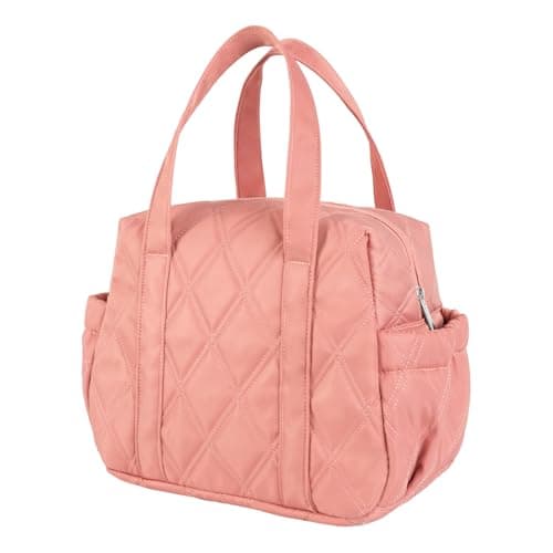 Easozoom Quilted Puffer Lunch Bag for Women, Leakproof Lunch Box for Adult Girls, Large Capacity Reusable Lunch Box for Work School Picnic Travel (Dark Pink) - Image 1