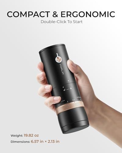 FORLIM Portable Electric Coffee Grinder, Cordless Rechargeable Coffee Bean Grinder with 80 Scale Precise Grinding Settings, Double-Click Start, 10-Blade Burr Coffee Grinders, Clog‑Protection - Thumbnail 3