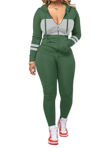 STOLKISS Women Two Piece Outfits Workout Sets Bodycon Legging Jacket Tracksuit Zip Up Hoodie Jogger Matching Sweat Pants Set - Image 1