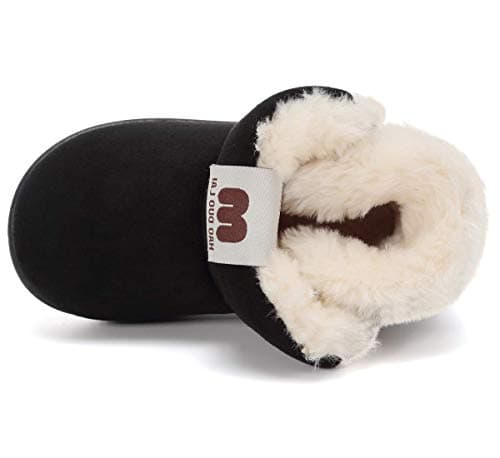 KEESKY Snow Boots for Baby Boys Black Fur Lined Warm Winter Shoes Size 6 M Toddler - Thumbnail 3