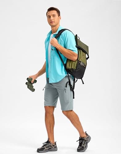 Pudolla Men's Hiking Shorts 11" Lightweight Cargo Work Shorts for Men Summer Travel Golf Casual Outdoor with 5 Pockets(Light Grey Small) - Thumbnail 3