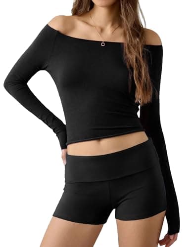 Ekouaer Womens Fold Over Shorts Sexy Low Waist Lounge Shorts Y2K Pajama Micro Bottoms Summer Foldover Sleep Shorts Black Medium - Thumbnail 4