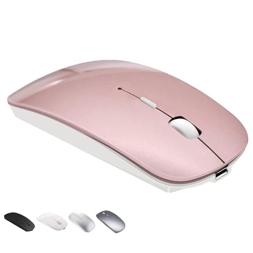 Bluetooth Wireless Mouse for MacBook Air Mac Pro Laptop Computer iPad Pad PC Laser Optical Rechargeable Mini Slim Silent Mouse Widely Used Desktop Hp iMac (Rose Gold)