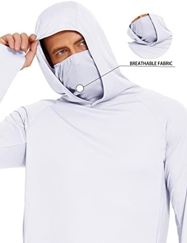 COOrun Mens Fishing Hoodies with Face Mask UPF 50 Long Sleeve Rash Guards Hooded SPF Sun Shirts for Men Camo Hiking Shirt - Thumbnail 6