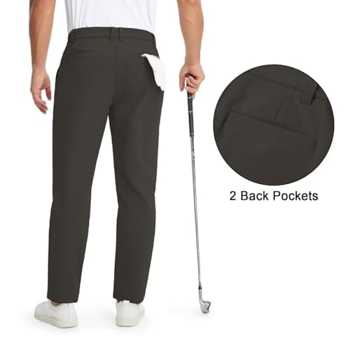 M MAELREG Fleece Golf Pants Men 30"/32"/34" Quick Dry Stretch Water-Resistant Casual Mens Dress Pants with Pockets Coffee - Thumbnail 3