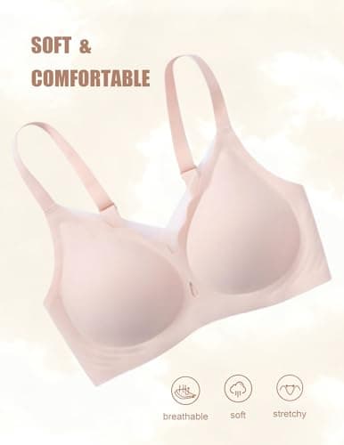 Avidlove Seamless Bras for Women Wireless Bras with Support and Lift Scalloped T-Shirt Bra White XXXL - Thumbnail 6