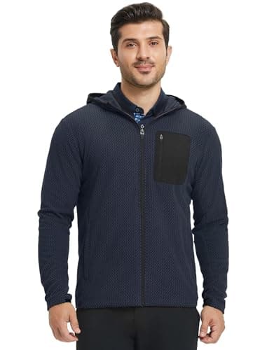 M MAELREG Mens Winter Zip-Up Hoodie Jacket Lightweight Stretch Double-Sided Fleece with 5 Pockets for Outdoor - Image 1