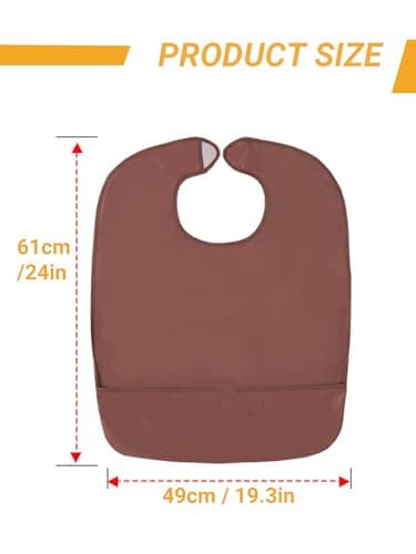 DegoCython Adult Bibs for Elderly Men & Women, Blue Waterproof Oil-Proof Bibs with Crumb Catcher, Wipe-Clean Flexible PVC, Adjustable Reusable, 24x19.3in (60.96x49cm) - Thumbnail 3