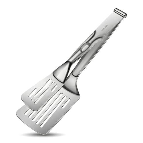 Professional 2-in-1 Spatula Tongs, Detachable 304 Stainless Steel Kitchen Tongs for Cooking, Heavy Duty Meat Spatula for Flipping Steak, Fish, Eggs, Dishwasher Safe, 10.2 Inches - Image 1