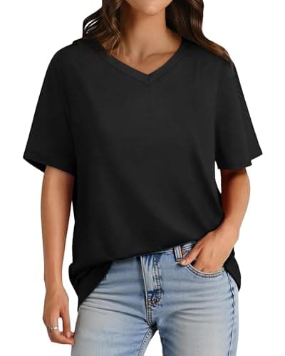 GAYHAY Black V Neck T Shirts for Women - Soft Short Sleeve Basic Tees Comfortable Spring Summer Casual Trendy Tops 2025 - Image 1