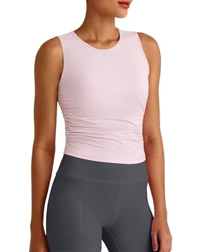 G4Free Sleeveless Workout Tops for Women Crop Tank Tops Breathable Lightweight Active Tennis Yoga Shirts Outfits (Blush,L) - Image 1