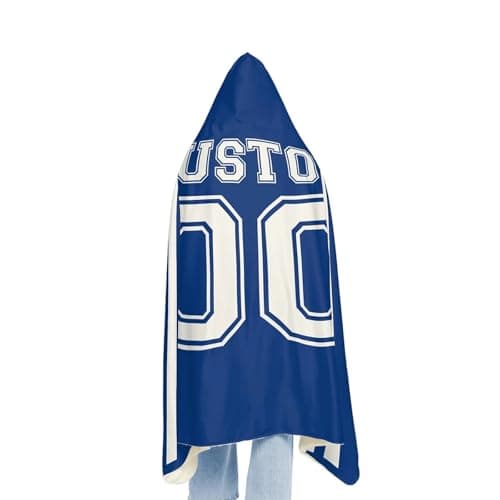 ROSLILY Personalized Football Jersey Hooded Blanket Game Day Custom Hooded Fleece Blanket with Name Football Team Wearable Blanket University Team Blanket Game Day Gifts - Thumbnail 3