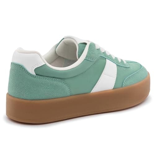 Rihero Platform Sneakers for Women Fashion Retro Green Sneakers Spring Ladies Comfortable Tennis Walking Shoes Size 8 - Thumbnail 4