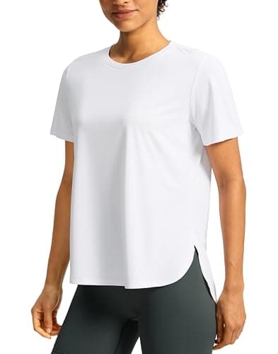 Soothfeel Women's Short Sleeve Workout Shirts Breathable UPF 50+ Sun Protection Athletic Tops Running Yoga Gym T-Shirts Tees(white2XL) - Image 1