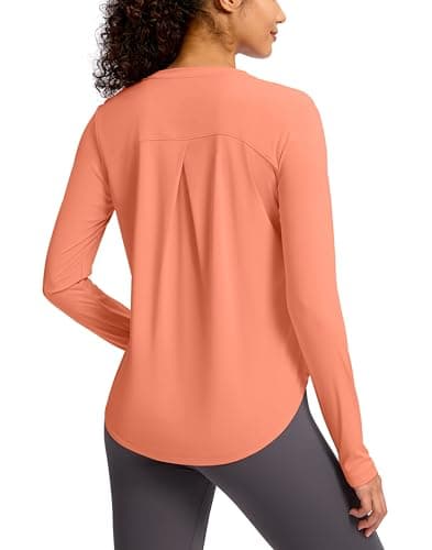 Soothfeel Women's UPF 50+ Sun Shirts Long Sleeve SPF UV Protection Rash Guard Lightweight Quick Dry Hiking Workout Tops Orange_pinkXXL - Image 1