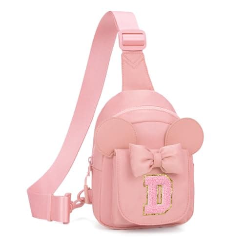 Viverte Birthday Gifts for Girl Easter Gifts Trendy Personalized Initial Crossbody Sling Bag Fanny Packs for Girls for Travel (Light Pink-D) - Image 1