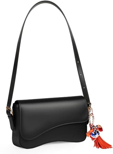 Shoulder Bag for Women Y2K Trendy Purse PU Leather Hobo Handbags Clutch Saddle Crossbody Underarm Bag (Black) - Image 1