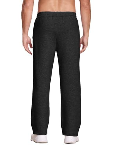 Deyeek Men's Open Bottom Fleece Cotton Sweatpants Gym Workout Sweat Pants for Man Loose Fit Lounge Pants with Pockets Black - Thumbnail 2