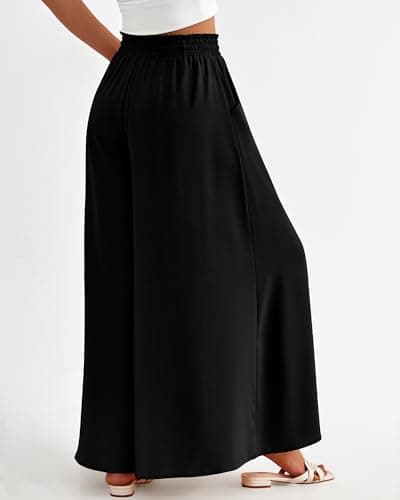 BTFBM Women Casual High Waist Wide Leg Pants 2026 Spring Summer Long Palazzo Pants Pocket Lounge Beach Vacation Clothes(Solid Black, XX-Large) - Thumbnail 5