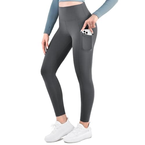Ipletix High-Waisted Leggings for Women with Pockets Soft Yoga Pants for Gym Workout Grey SM - Image 1