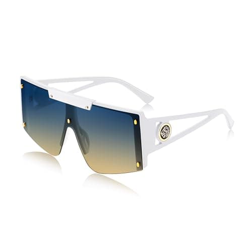 FEISEDY Women Sunglasses, Oversized Square Flat Top Shield Shades for Men B4060 - Image 1