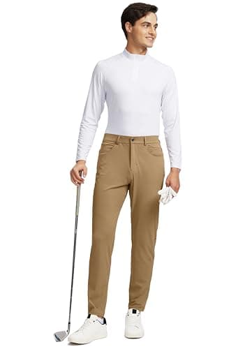 G Gradual Men's Stretch Golf Pants with 6 Pockets Slim Fit Dress Pants for Men Travel Casual Work (Dark Khaki, S) - Thumbnail 5