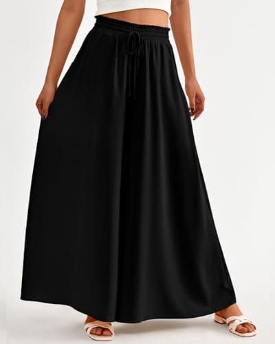 BTFBM Women Casual High Waist Wide Leg Pants 2026 Spring Summer Long Palazzo Pants Pocket Lounge Beach Vacation Clothes(Solid Black, XX-Large) - Thumbnail 4