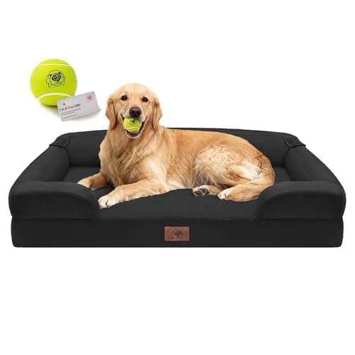 Extra Large Dog Bed, Orthopedic XL Washable Bed for Big Dog Waterproof Pet Couch Sofa Bolster with Removable Cover, Non-Slip Bottom, Tennis Ball Toy, 42x30 - Image 1