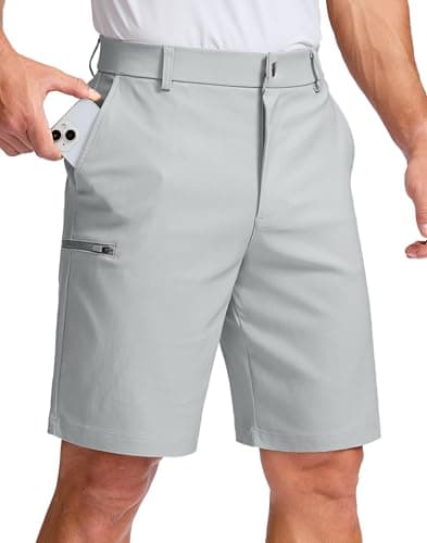 Pudolla Men's Casual Shorts 7/9 Inch Golf Shorts Stretch Dress Work Shorts for Men with 4 Pockets Quick Dry Lightweight(Light Grey-9"-40) - Image 1