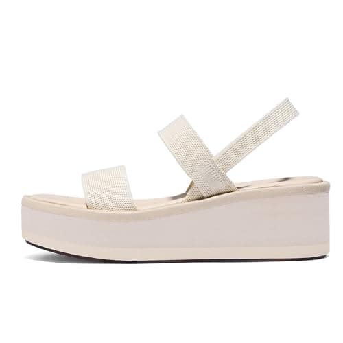 MeiLuSi White Platform Sandals Womens Wedge Walking Sandals Spring Summer Platform Casual Shoes Slip On size 8.5 - Image 1
