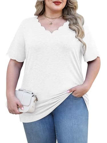 Womens Tops Summer Trendy Plus Size Clothes Fashion Clothing for Women Blouses Dressy Casual Cute White Dress Shirts Tee Oversized Tshirts Beach Vacation Travel Cruise Essentials Spring Outfits 2026 - Thumbnail 5
