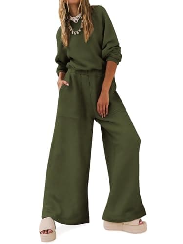 Yousify Women Wide Leg Long Pants Romper Sexy Jumpsuits for Winter Warm Lounge Pajamas Outfits Green M - Image 1