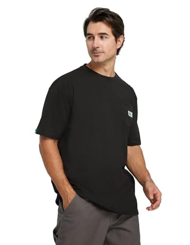 SKPRO Mens T-Shirts, Loose Fit Work T Shirts for Men with Pocket Black L - Thumbnail 2