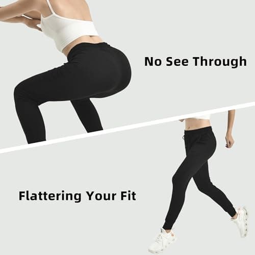 Ipletix Joggers for Women with Pockets,Womens Drawstring Lightweight Yoga Sweatpants for Lounging Workout Running Black L - Thumbnail 5
