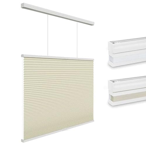 Changshade Top Down Bottom Up Light Filtering Cellular Shades, Cordless Honeycomb Blinds for Windows, for Soft Glow & Daytime Privacy, Thermal Insulated,31" W*72" H,Beige - Image 1