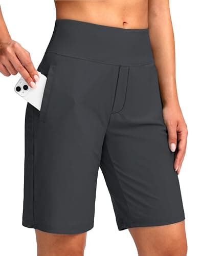 Viodia Women's 9" Long Swim Shorts Modest Swimsuits Bathing Suit Knee Length Bermuda Board Shorts for Women with Pocket Grey - Image 1