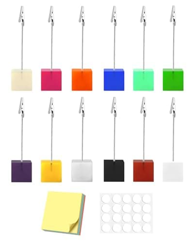 eZAKKA Table Number Holders, 12 pcs Rainbow Colors Photo Clip Stand，Place Card Holders for Table，Picture Holders for Memo Menu Note，Memory Photo，Table Number Stands for Office Home Wedding Christmas - Image 1