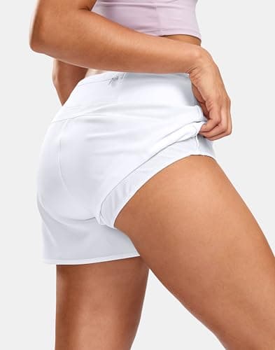 G Gradual Women's Running Shorts with Mesh Liner 3" Workout Athletic Shorts for Women with Phone Pockets(White,Medium) - Thumbnail 6