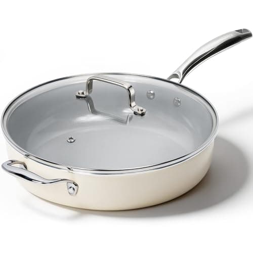 Kikcoin Nonstick Frying Pan with Lid - 12 inch Ceramic Deep Frying Pan for Cooking - 5 QT Large Saute Pan with Stay Cool Handle, Induction Ready, PFAS/PTFE/PFOA Free, All Oven/Dishwasher Safe - Image 1